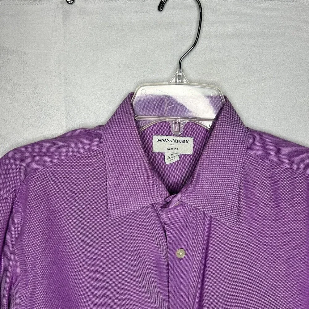 Banana Republic Purple Button-Down Slim Fit Shirt Sz M 15-15.5